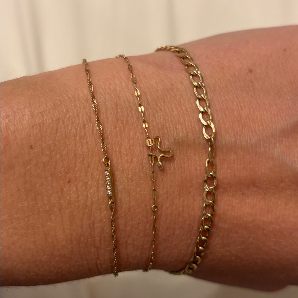 Catbird Tinsel Chain with Sylvie Snake Charm Forever Bracelet 14k